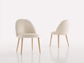 Sillas de comedor de madera y tapizado 48 x 54 x 82 cm - beige-madera natural - diseño moderno con respaldo curvo
