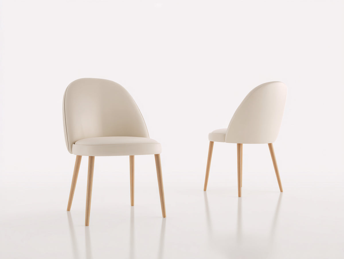 Sillas de comedor de madera y tapizado 48 x 54 x 82 cm - beige-madera natural - diseño moderno con respaldo curvo