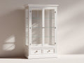 Vitrinas de madera 100 x 42 x 185 cm - blanco - diseño clásico con dos puertas de cristal y dos cajones