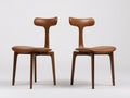 Sillas de comedor tapizadas en piel sintética 50x56x84 cm - marrón coñac y nogal oscuro - respaldo curvo y diseño moderno