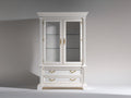 Vitrinas de madera y vidrio 120x45x200 cm - blanco y dorado - 2 puertas y 2 cajones diseño clásico