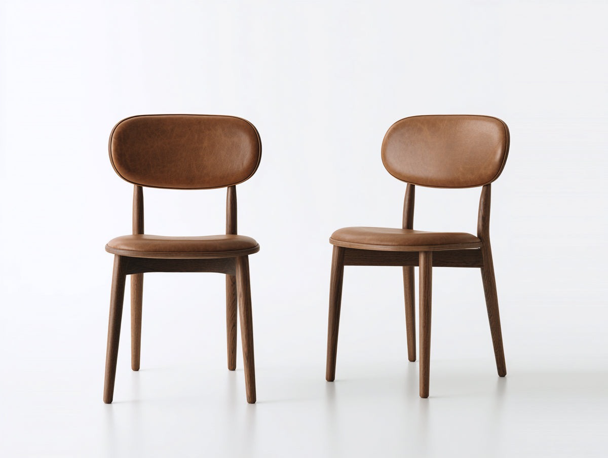 Sillas de comedor de madera y tapizado 47 x 52 x 80 cm - marrón - diseño clásico moderno con respaldo abierto
