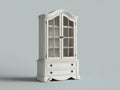 Vitrinas de madera 95 x 44 x 190 cm - blanco envejecido - diseño clásico con dos puertas de cristal y dos cajones