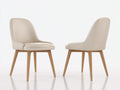 Sillas de comedor tapizadas 56 x 60 x 86 cm - beige y madera natural - respaldo alto envolvente de diseño moderno