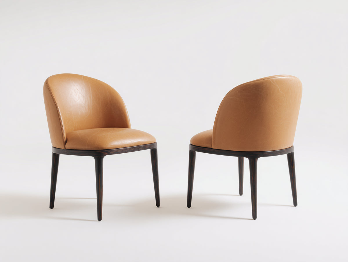 Sillas de comedor tapizadas 55 x 58 x 82 cm - camel y marrón oscuro - diseño curvo moderno para comedor