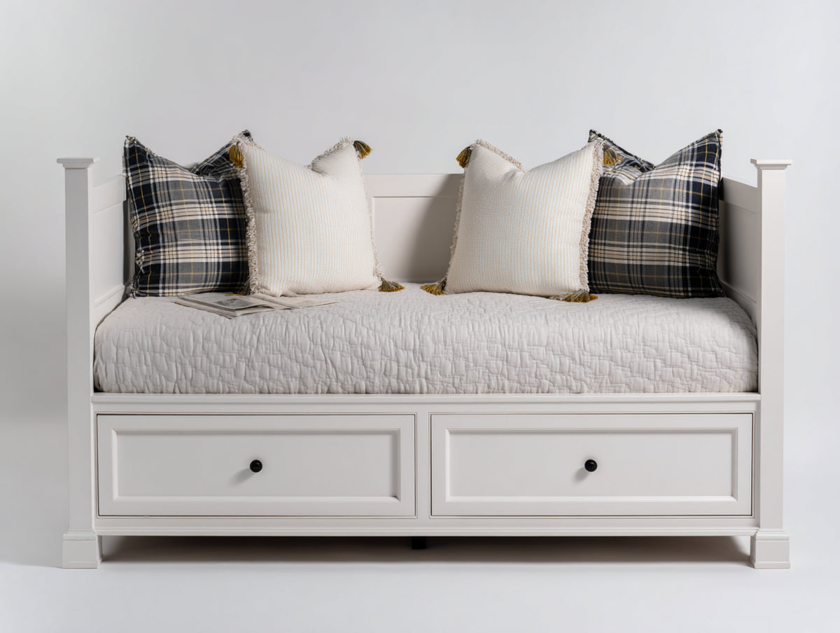 Sofás cama de madera 200x95x90 cm - blanco - estructura con 2 cajones diseño clásico
