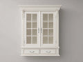 Vitrinas de madera con 2 puertas de vidrio 110x35x140 cm - Blanco - 2 cajones y diseño clásico
