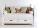 Sofás cama de madera 210x95x95 cm - blanco - estructura con 2 cajones y diseño clásico