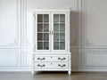Vitrinas de madera con 2 puertas de vidrio y 2 cajones 110x45x200 cm - blanco - diseño clásico con estantes interiores