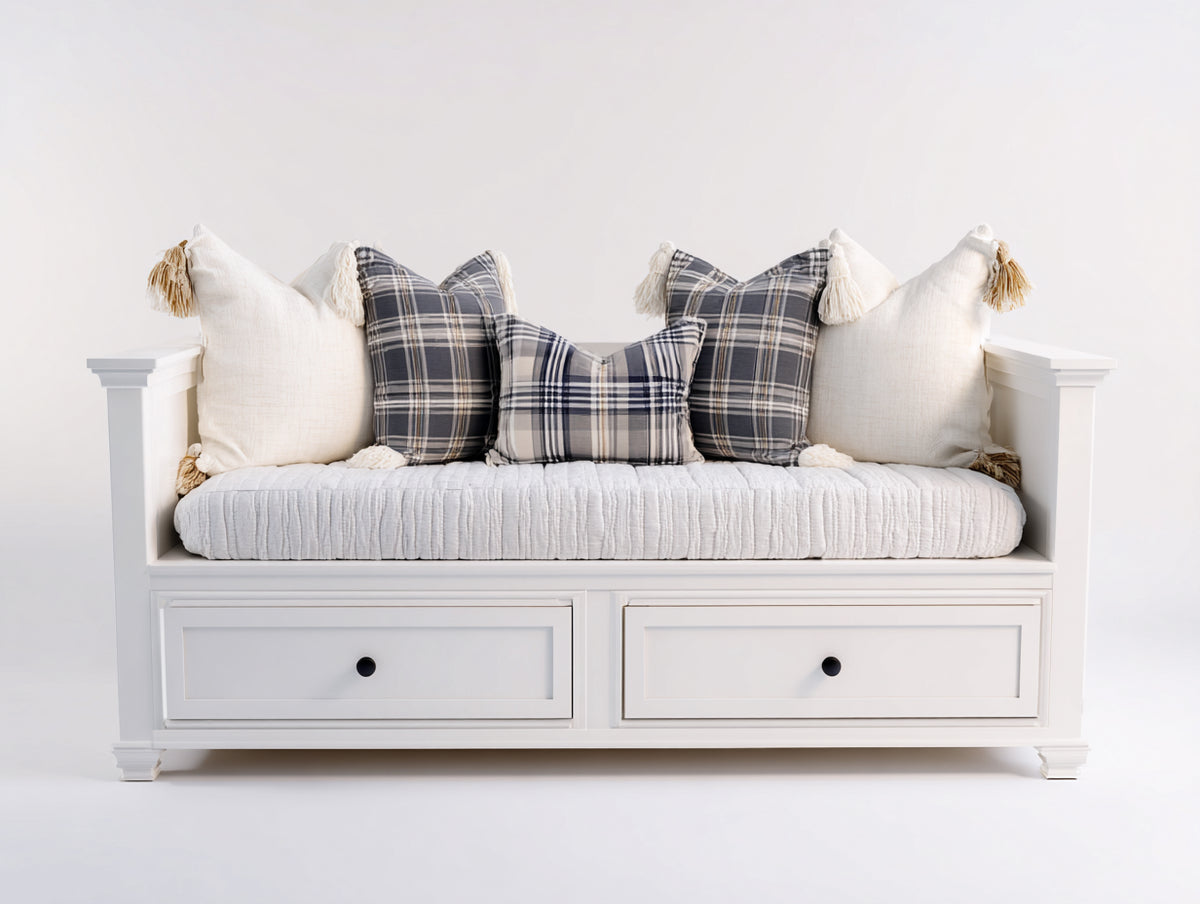 Sofás cama de madera con 2 cajones 200x90x85 cm - blanco - diseño clásico con almacenamiento integrado