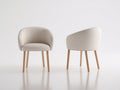 Sillas de comedor tapizadas 58x60x78 cm - madera natural y beige - respaldo envolvente diseño moderno