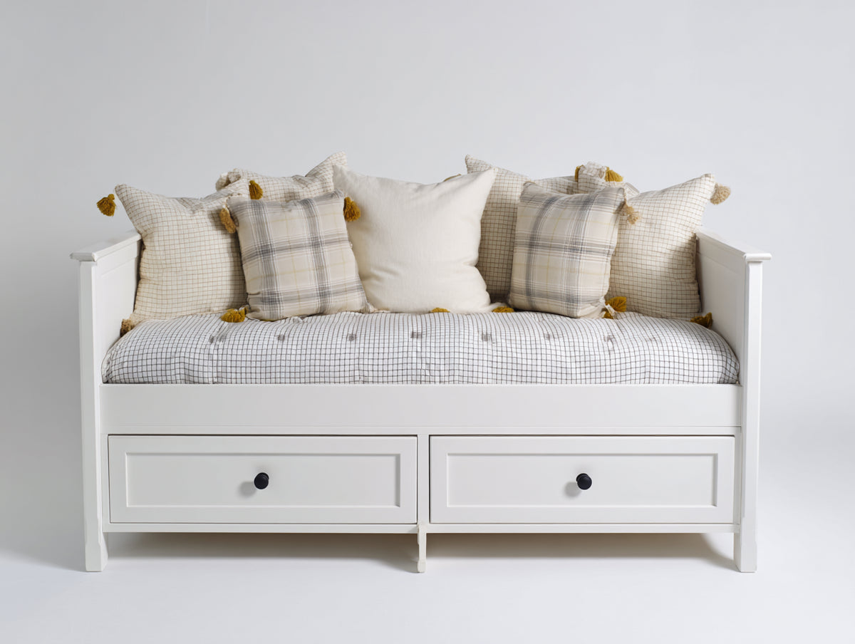 Sofás cama de madera con 2 cajones 200x90x85 cm - blanco - diseño compacto con almacenamiento integrado