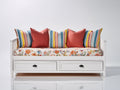 Sofás cama de madera con 2 cajones 200x90x85 cm - blanco y multicolor - diseño compacto con almacenamiento integrado