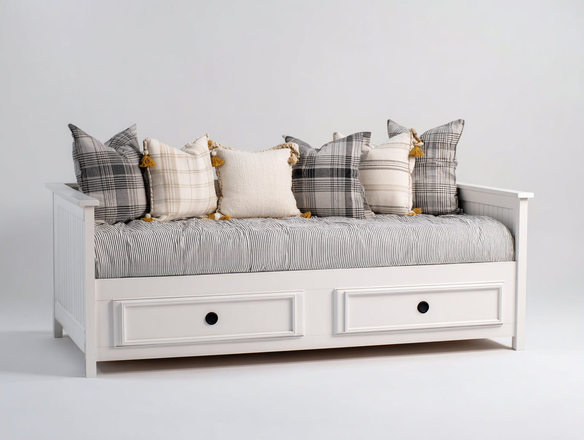 Sofás cama 200 x 90 x 85 cm - blanco - estructura de madera con diseño compacto y almacenamiento inferior