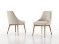 Sillas de comedor tapizadas 54x60x88 cm - Beige-Color madera natural - Respaldo envolvente y diseño moderno
