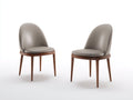 Sillas de comedor tapizadas en piel sintética 52x58x86 cm - gris topo y nogal - respaldo curvo y diseño moderno