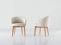Sillas de comedor tapizadas en piel sintética 56x60x82 cm - blanco crema y roble natural - respaldo envolvente y diseño moderno
