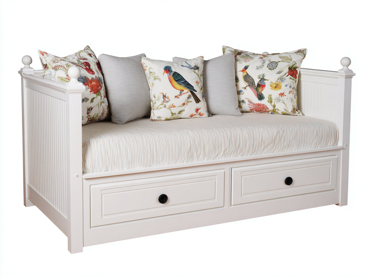 Sofás cama de madera 200 x 90 x 86 cm - blanco - diseño clásico con dos cajones de almacenamiento