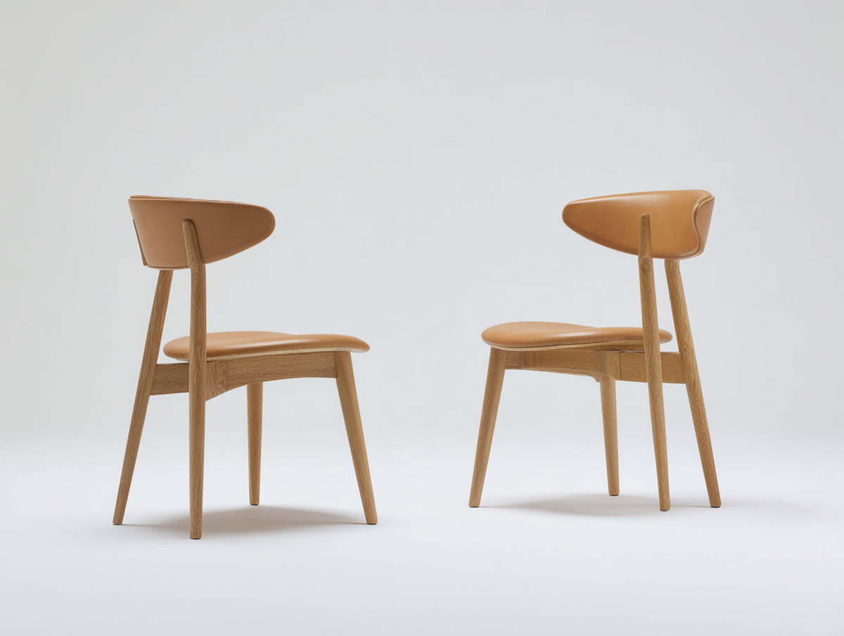 Sillas de comedor tapizadas 55x57x82 cm - Marrón claro-Color madera natural - Respaldo curvo y diseño moderno
