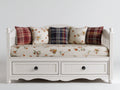 Sofás cama de madera maciza 205x100x95 cm - Blanco - 2 cajones y diseño clásico