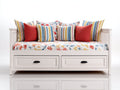 Sofás cama con almacenamiento - madera y tejido 200 x 95 x 85 cm - blanco-multicolor - diseño compacto con 2 cajones