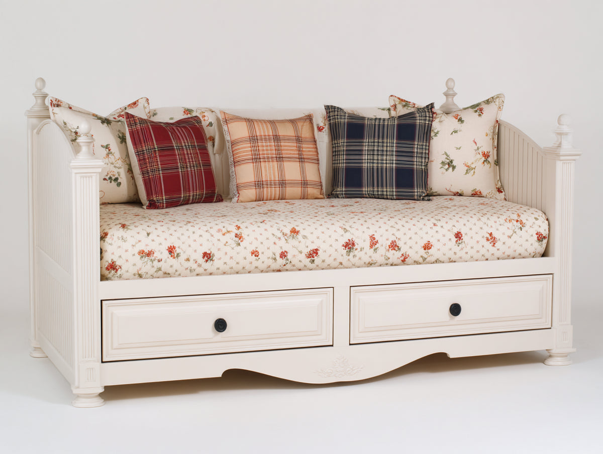 Sofás cama de madera con 2 cajones 200x90x90 cm - blanco - diseño clásico con almacenamiento integrado