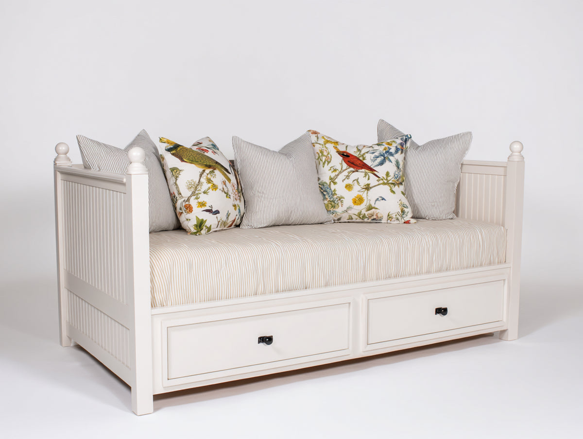 Sofás cama de madera 200 x 100 x 90 cm - blanco - estilo clásico con 2 cajones de almacenamiento