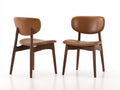 Sillas de comedor de madera 50x55x82 cm - nogal y marrón coñac - asiento y respaldo tapizados diseño moderno