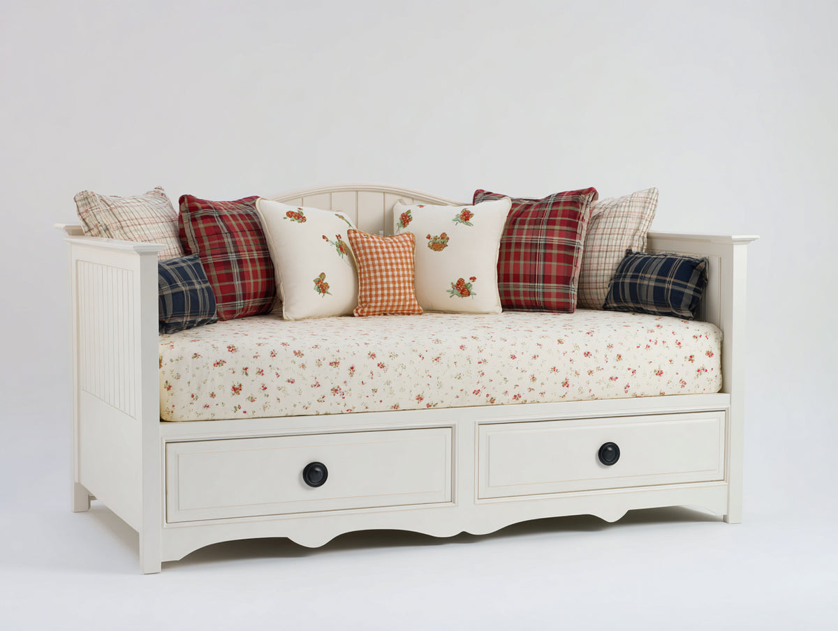 Sofás cama de madera 200 x 100 x 90 cm - blanco - estilo clásico con 2 cajones de almacenamiento