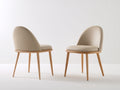 Sillas de comedor de madera y tapizado 48 x 55 x 82 cm - beige-madera natural - diseño moderno con respaldo curvo