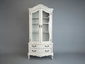 Vitrinas de madera 90 x 42 x 190 cm - blanco - diseño clásico con dos puertas de cristal y dos cajones